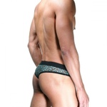 Черно-голубые трусы-тонги с леопардовым принтом (Размер: S-M) (Цвет: голубой леопард)