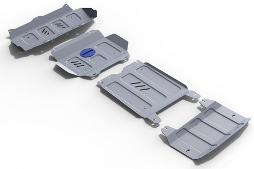 Защита радиатора, картера, КПП и РК Rival для Toyota Fortuner II (V - 2.7; 2.8D) 4WD 2017-2020 2020-н.в., штампованная, алюминий 3.8 мм, с крепежом, 4 части, K333.5770.1