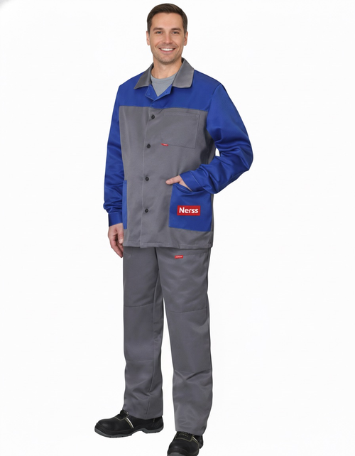 Костюм "Nerss-Аспект": куртка, брюки ср. серый с васильковым