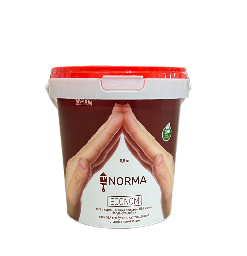 КЛЕЙ ПВА NORMA ECONOM Д/БУМАГИ/КАРТОНА/ДЕРЕВО 0,8КГ