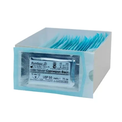 Сургикрол Фаст М1,5 (4/0) 45 см обратно-режущая 19 мм 3/8 окр. 12 шт