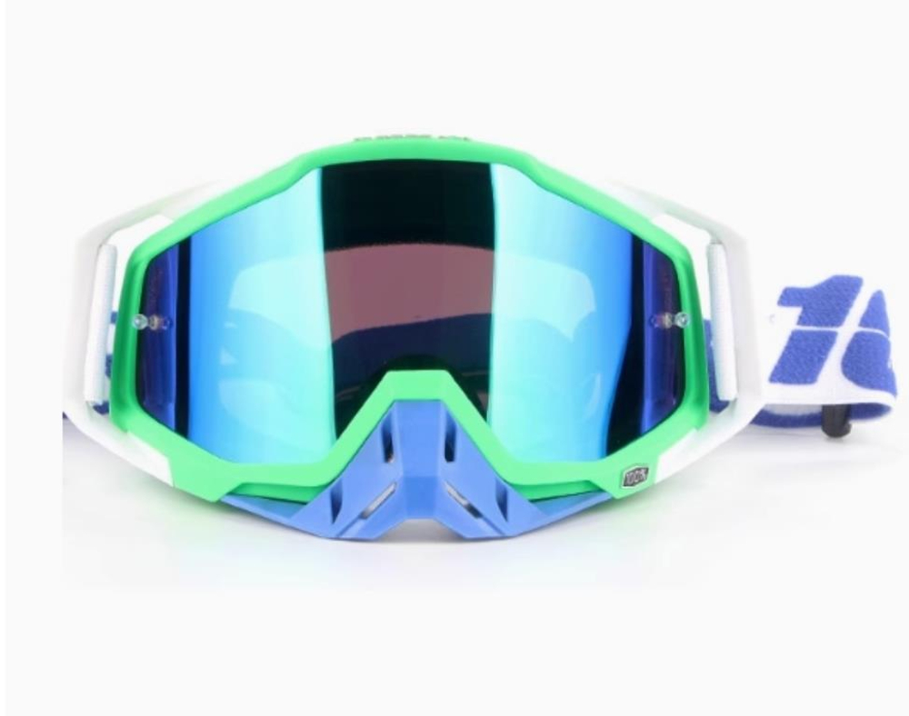 очки кроссовые BOLLFO бело/сине/зелёные