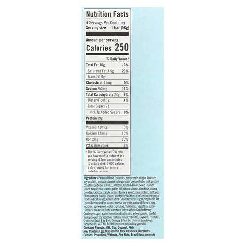 JiMMY!, Bars With Benefits, протеиновый батончик, мятное печенье и крем, 4 отдельных батончика, 58 г (2,05 унции)