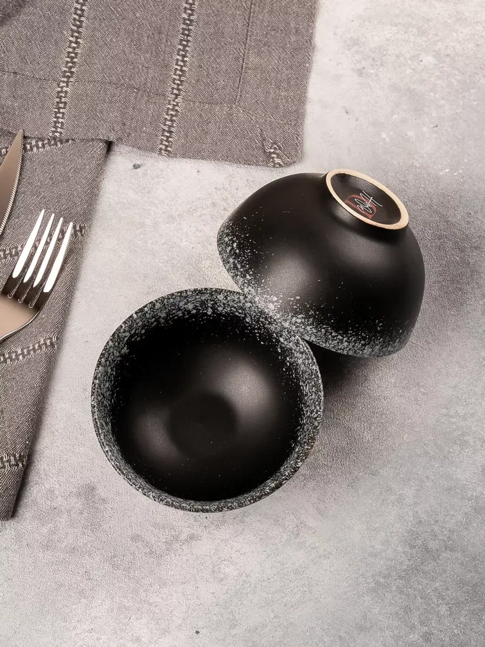 Набор посуды 6 тарелок 11,5 см пиалы глубокие черные матовые