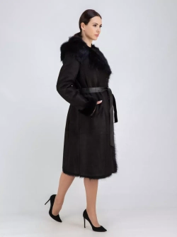 Дубленка зимняя натуральная с капюшоном длинная и теплая