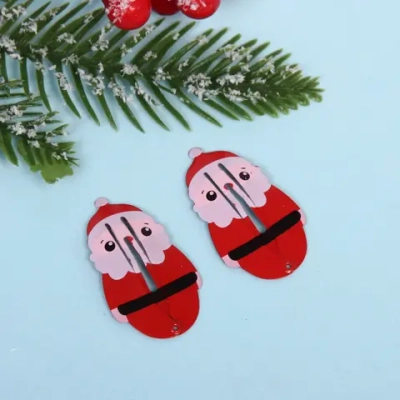 Зажимы для волос 2шт «Новогодняя сказка - Дед Мороз», 5*2см