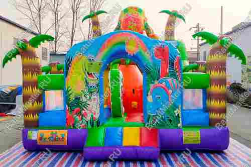 Коммерческий надувной батут "Хамелеон и динозавры" 9х5х5 м