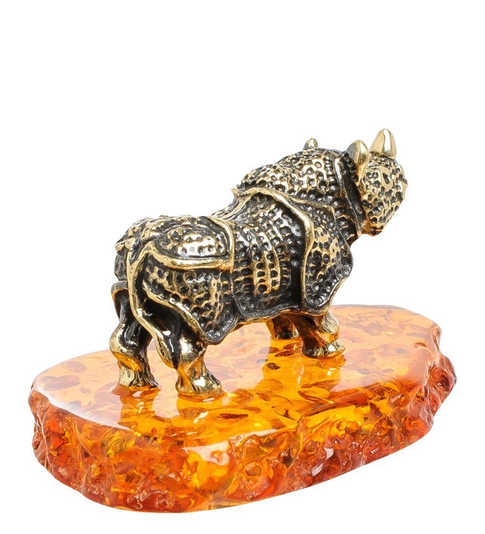 Народные промыслы AM-1509 Фигурка «Носорог Рокки» (латунь, янтарь)