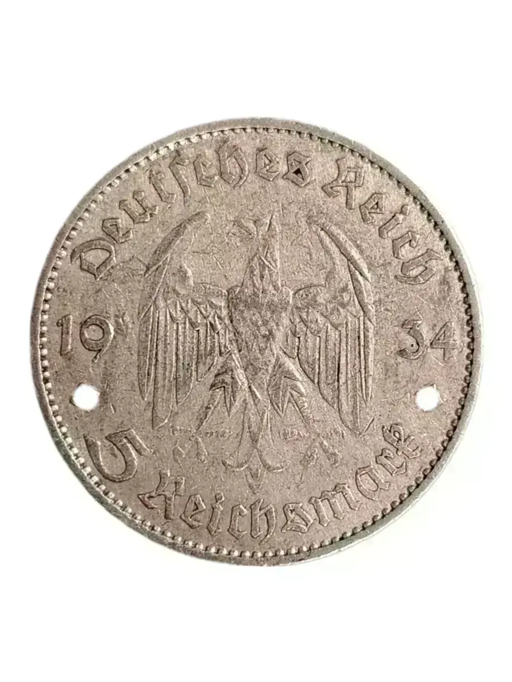 Монета 5 рейхсмарок Германия 1934 год (Кирха не подписная)