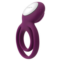 Фиолетовое эрекционное виброкольцо с подхватом мошонки Svakom Tammy Vibrating Double Cock Ring S38