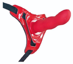 Страпон изогнутый силиконовый красный 11 см