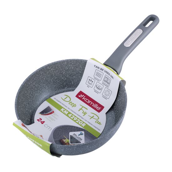 Сотейник 24 см. из литого алюминия Kamille KM-4292GR с мраморным покрытием