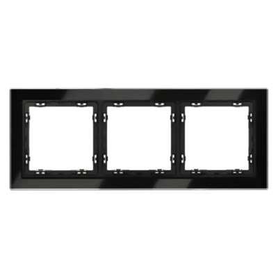 Рамка стеклянная VOLTUM S70 на 3 поста, (черный,стекло)
