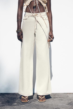 ZARA ДЖИНСЫ Z1975 WIDE LEG С ВЫСОКОЙ ПОСАДКОЙ, ЖЕЛТОВАТО-БЕЛЫЙ