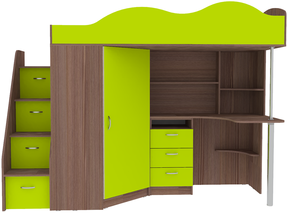 Кровать-чердак КарИВи Пионер Бодего Темный Лайм