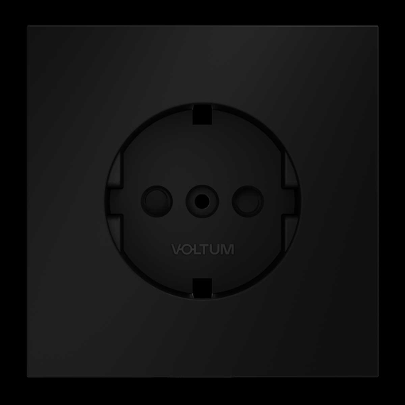 Накладка для розетки с заземлением и защитными шторками S70 (черный матовый) Voltum VLS000708