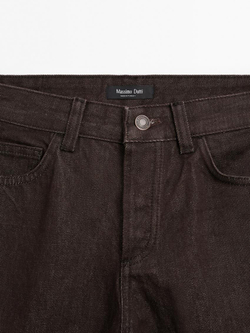 Massimo Dutti Джинсы со средней посадкой и широкими штанинами, коричневый