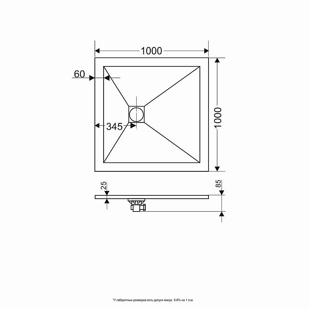 Душевой поддон RGW ST-G Stone Tray 16152100-02 100x100 графит