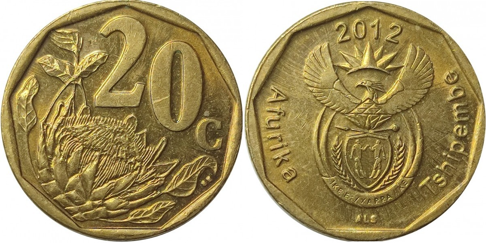 ЮАР 20 центов, 2009-2022 Afurika Tshipembe XF