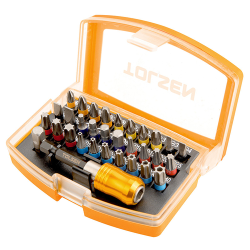 TOLSEN (TT20370) Набор вставок (бит) 1/4", PH, PZ, Hex, Torx, Slotted, 32 предмета