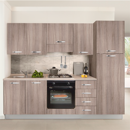 Кухонный комплект STURM Eva из 7 предметов, 255x60x216, правый разворот, цвет дуб, AEVA25505DX