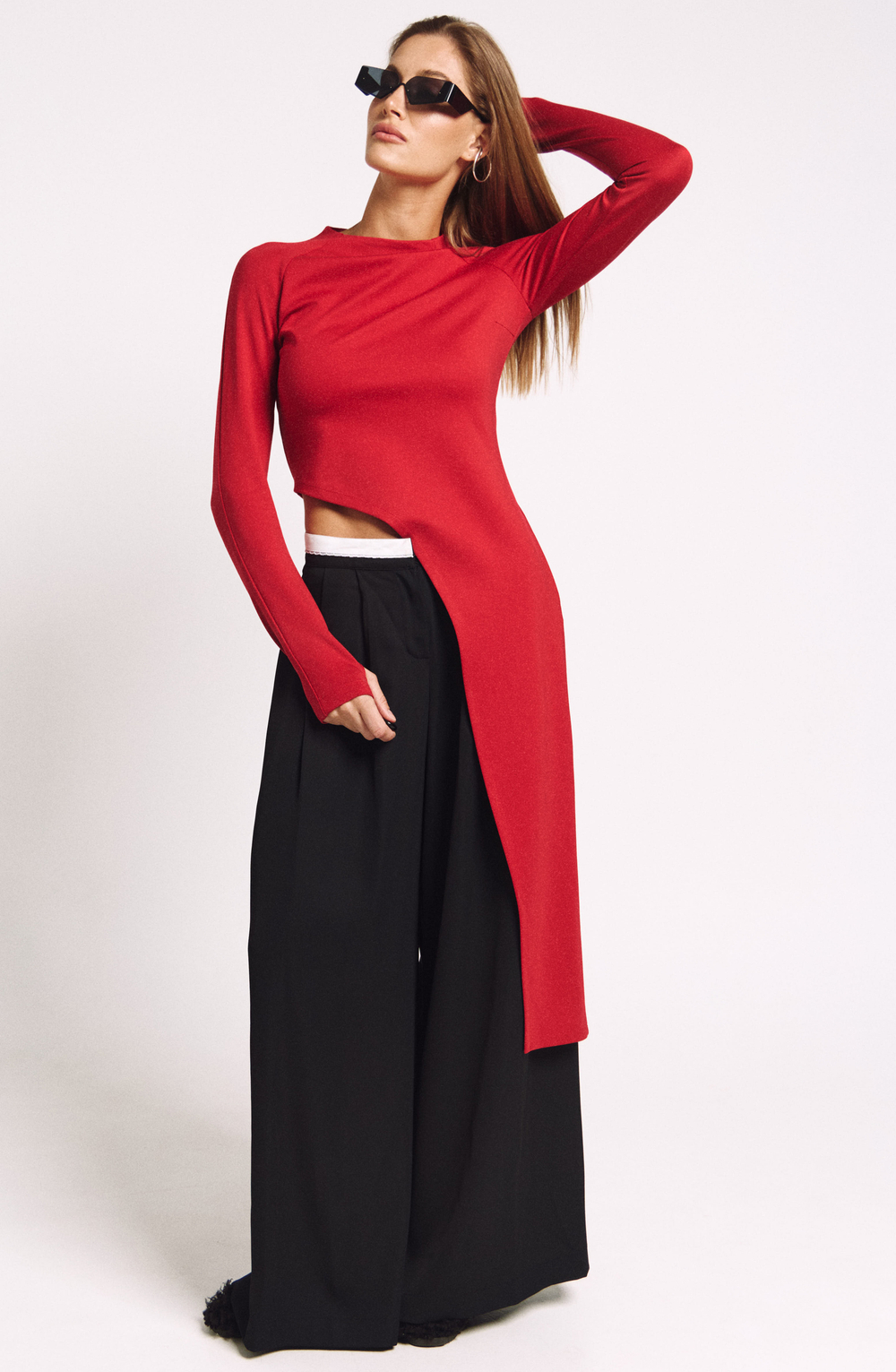 Лонгслив асимметричный 1240 скарлетт