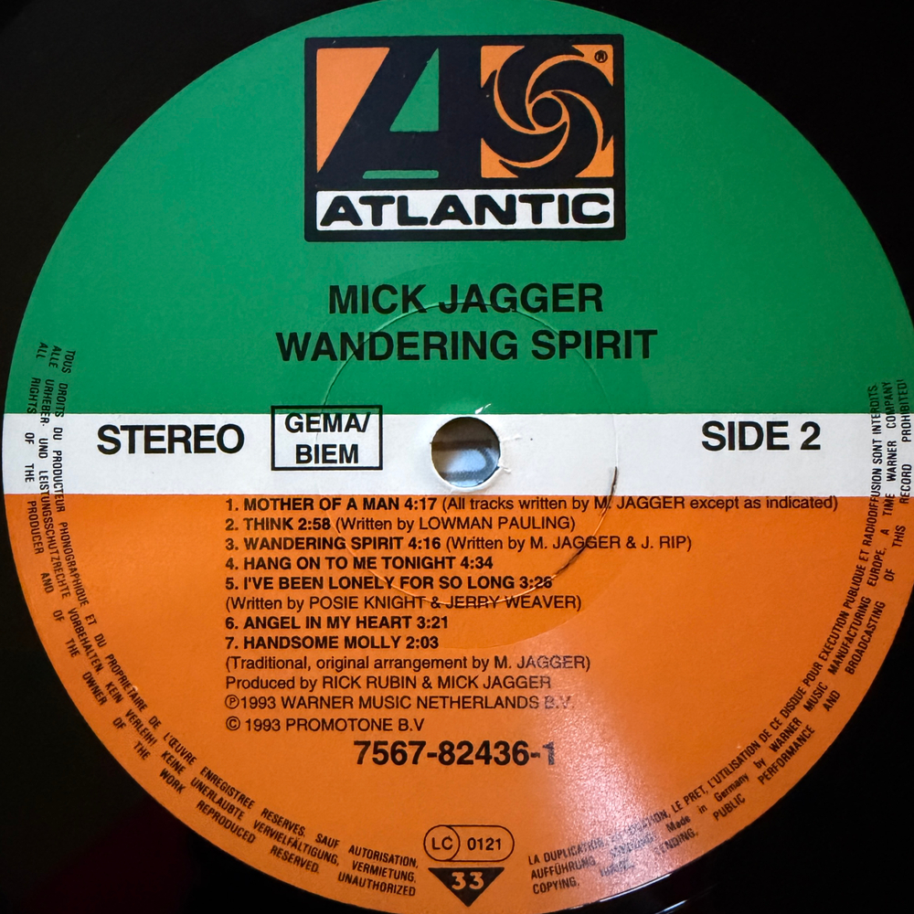 Mick Jagger ‎– Wandering Spirit (Германия 1993г.) Т