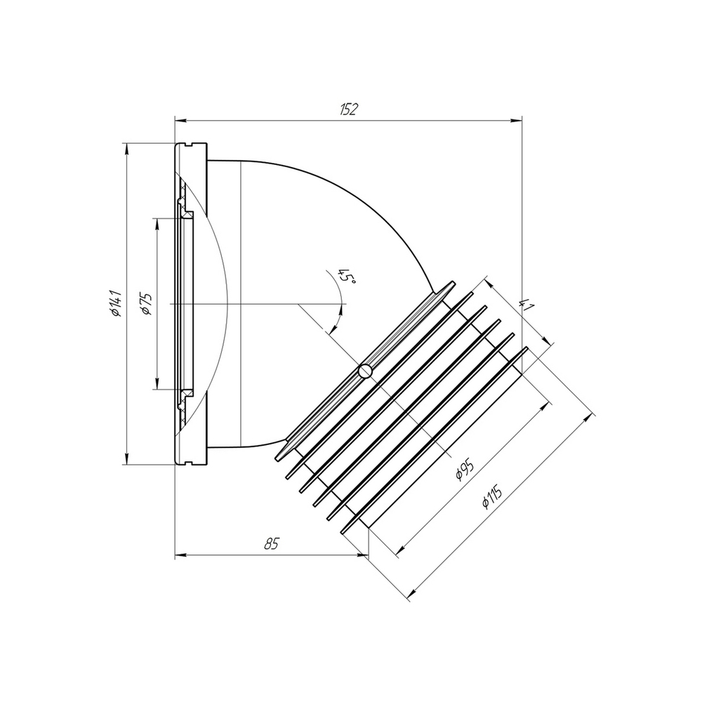 Труба фановая 110*45 град короткая W4228 АНИ пласт