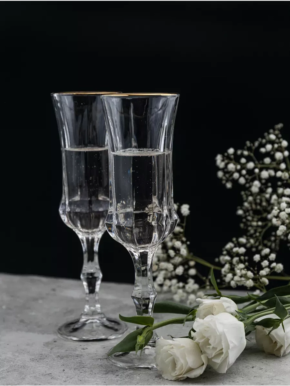 Набор бокалов для шампанского, 160 мл. 6 шт, с золотом