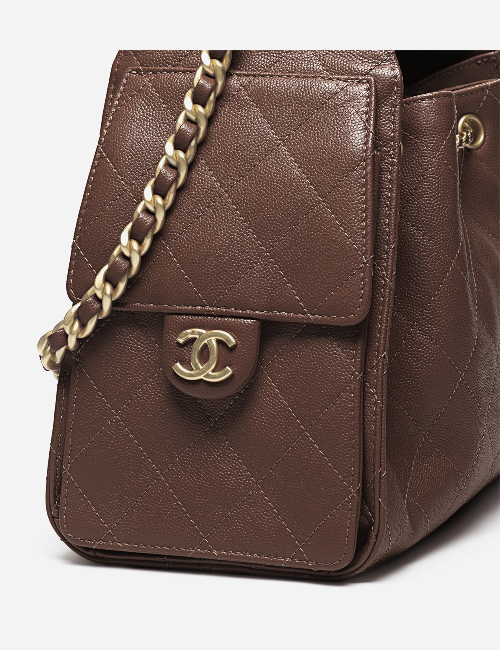 Сумка Chanel 25 Small Handbag Grained Calfskin & Gold-Tone Metal "Brown"