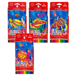 Карандаши цветные акварельные Yalong 12 цв., "Аквариум" деревянные, трехгранные, заточенные, кисть, грифель 3.0 мм, картон. уп., европодвес