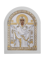 Покрова БМ, икона арочная, белое дерево 105х140