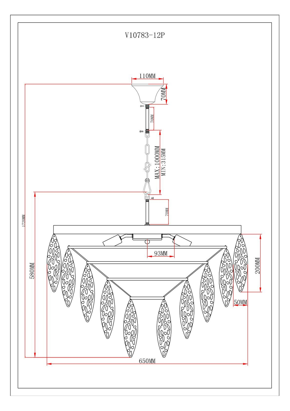 Люстра подвесная Moderli V10783-12P Souls