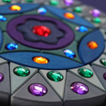 Деревянная мозаика круглая "Морская" с акриловыми камнями, 44 детали