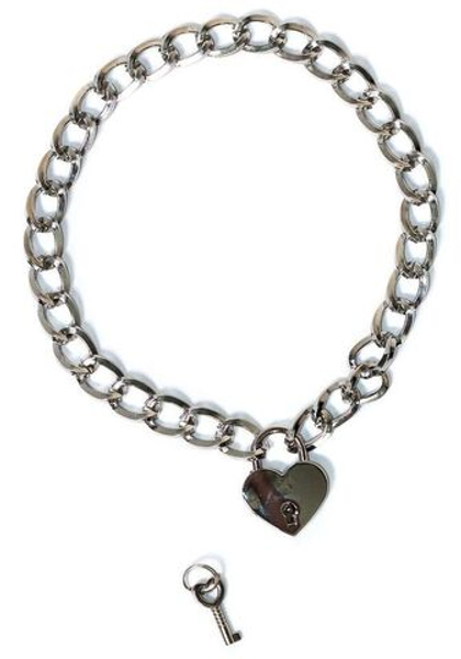 Серебристый ошейник Embrace с ключиком