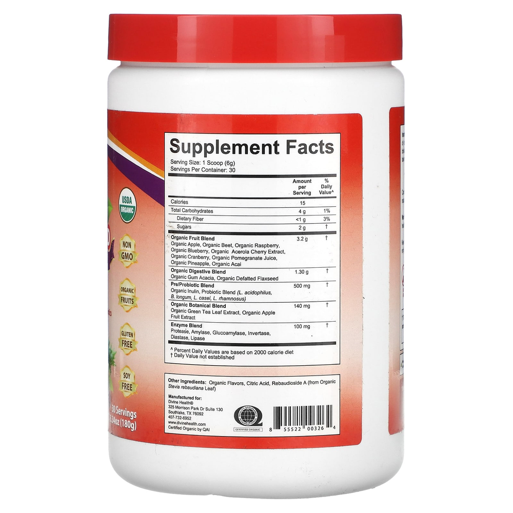 Divine Health, Organic Red Supremefood, ягодное ассорти, 180 г (6,34 унции)