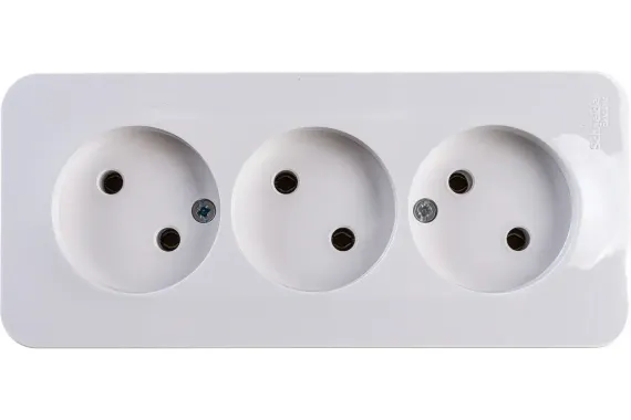 Розетка Systeme Electric BLANCA без заземления тройная накладная белая 35772