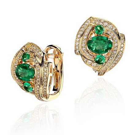 Серьги с бриллиантом  из желтого золота JA-S-413994-2