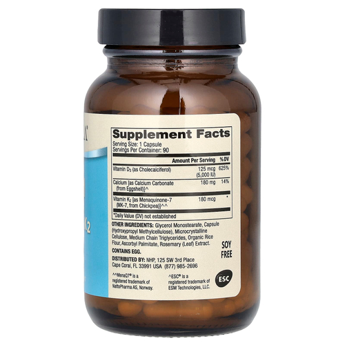 Dr. Mercola, кальций с витаминами D3 и К2, 90 капсул