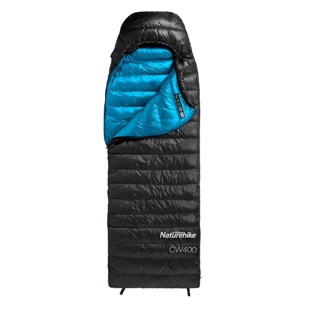 Мешок спальный Naturehike CW400 NH18C400-D сгусинным пухом, размер М, черный, 6927595761663