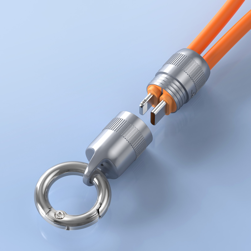 Кабель со съемным ремешком, разъемом USB-C на Lightning, быстрая зарядка 27W, длина 30см, оранжевый цвет, серия LCBA Series от Dux Ducis