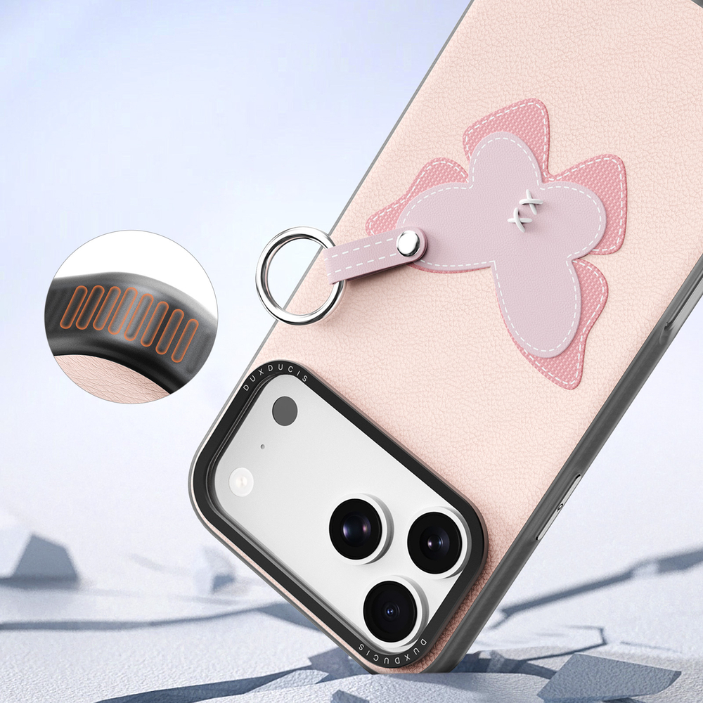 Чехол светло-розового цвета (Butterfly Edition) для iPhone 17 Pro Max, серия Luvy Series (со съемным ремешком) от Dux Ducis