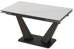 Стол ВИРДЖИНИЯ 140 MATTE БЕЛЫЙ МРАМОР, керамика / ЛЕСНОЙ ОРЕХ, ЧЕРНЫЙ, М-City
