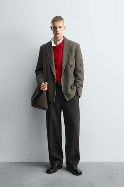 ZARA БРЮКИ ИЗ 100% ШЕРСТИ С ЗАЩИПАМИ — LIMITED EDITION, АНТРАЦИТОВО-СЕРЫЙ