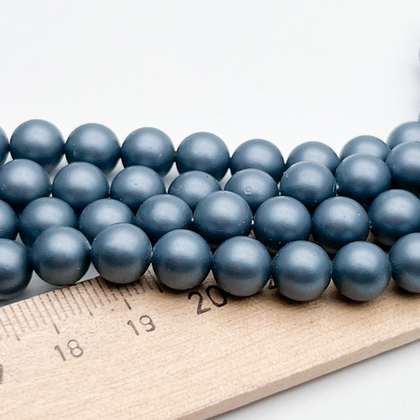 "Майорка" с эффектом сатин, цвет синий, диаметр 8,1 мм, цена за 12 шт (1/4 нити)