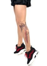 Колготки с цветным принтом в виде комара на левой ноге (Размер: S-M-L) (Цвет: бежевый)