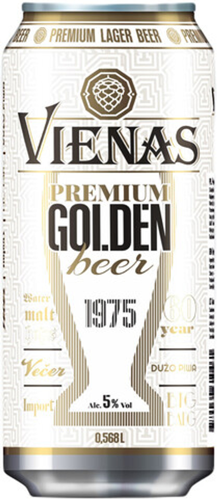 Пиво Виенас Премиум Голден / Vienas Premium Golden 0.568л - 24шт