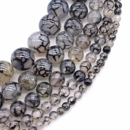 Халцедон "Вены Дракона" бусины 4/6/8/10/12 мм, на нитке 38 см