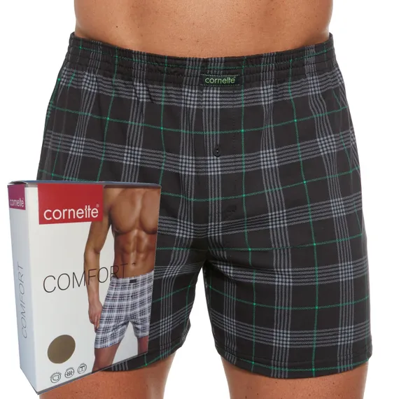 Трусы мужские семейные Cornette Comfort 002/256,зелёная клетка на чёрном