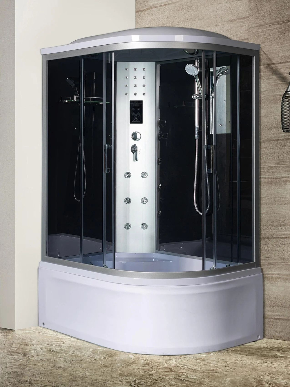 Душевая кабина RIVER  DUNAY 120/90/44  TH L 120х90 см,  тонированное стекло, поддон высокий, радио, левосторонняя